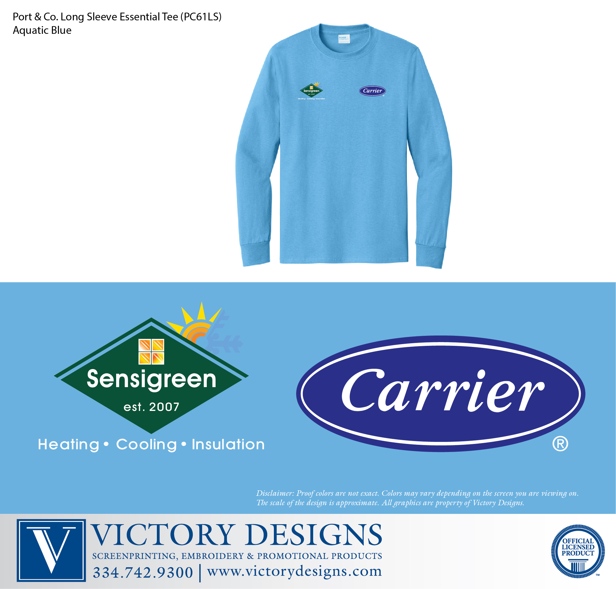 Sensigreen - Port & Company Long Sleeve Tee (Aquatic Blue) - Image 2