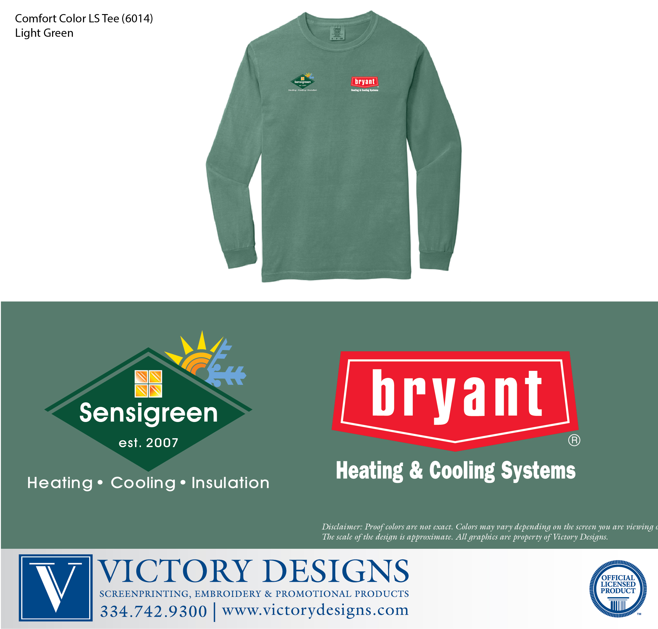Sensigreen Huntsville- Comfort Color Long Sleeve Tee (Light Green) - Image 2