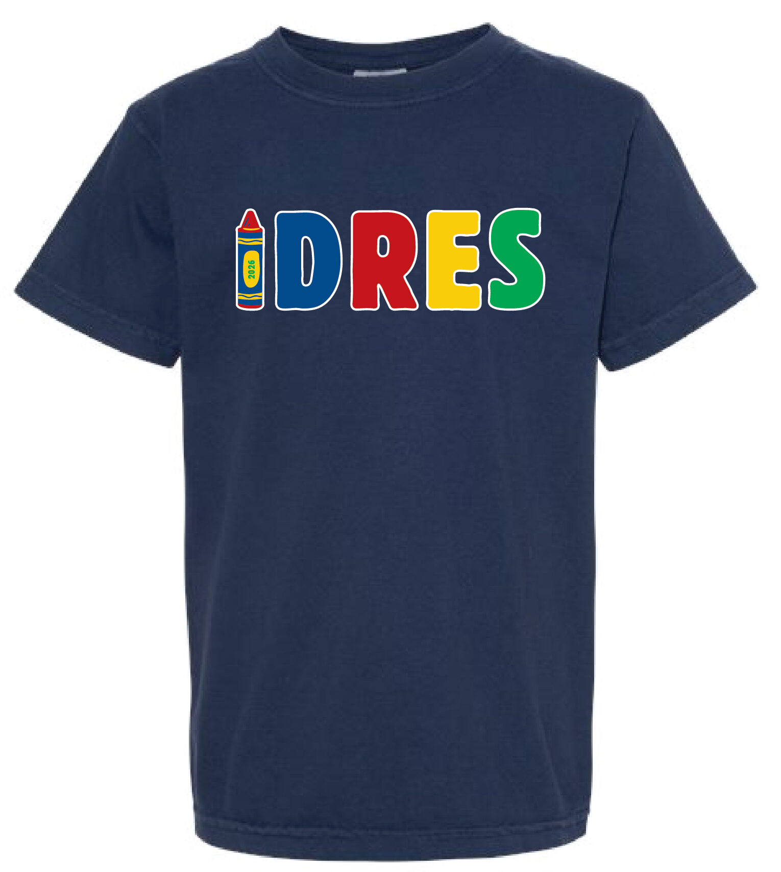 Dean Road - Navy Crayon Design Comfort Color T-shirt