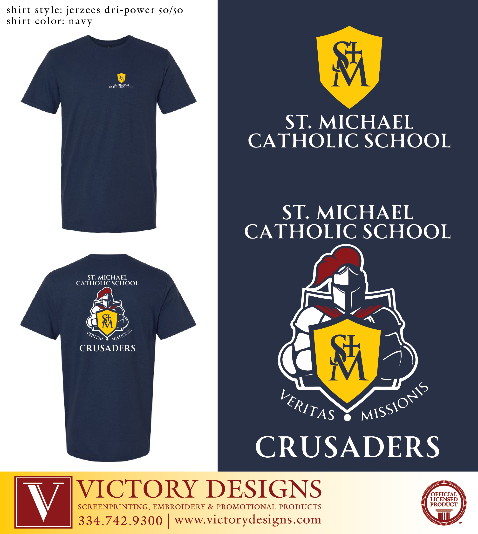 St. Michael Catholic School - Mascot Navy Short Sleeve Shirt - Image 2
