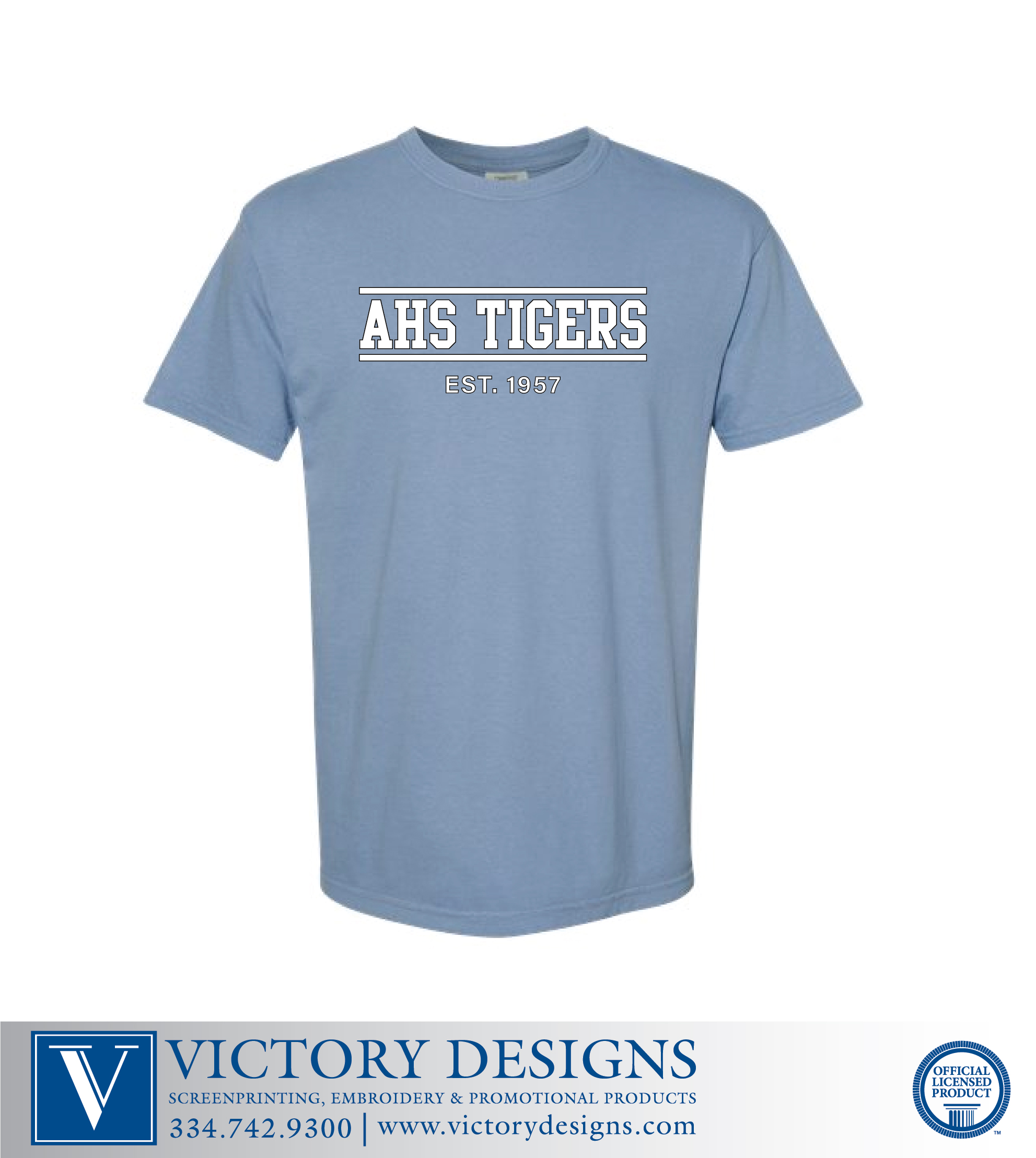 AJHS- AHS Tigers Washed Denim Comfort Color Tee - Image 2