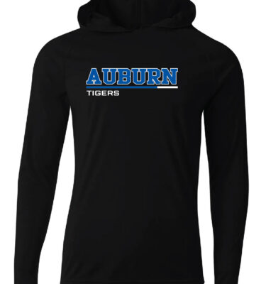AJHS- Black Auburn Line Design Hooded Long Sleeve Tee
