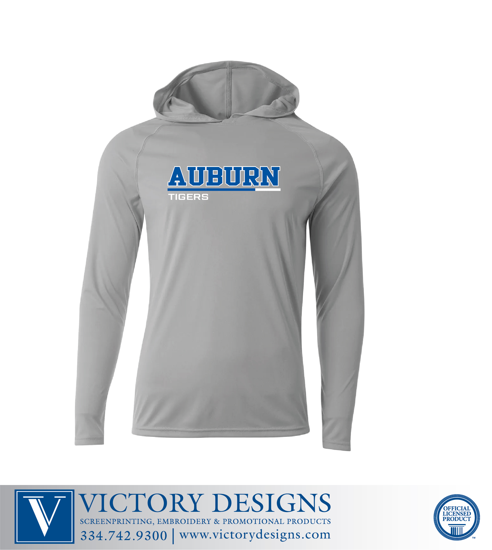 AJHS- Grey Auburn Line Design Hooded Long Sleeve Tee - Image 2