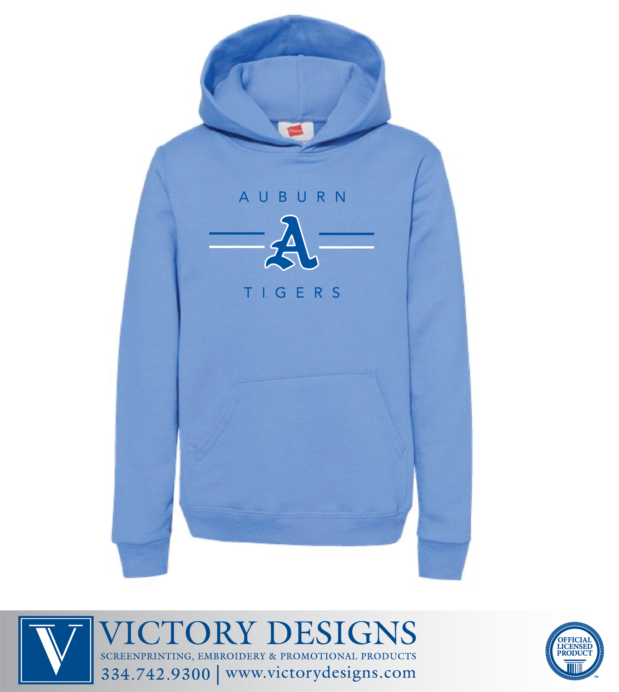 AJHS- Carolina Blue Center A Line Hanes Hoodie - Image 2