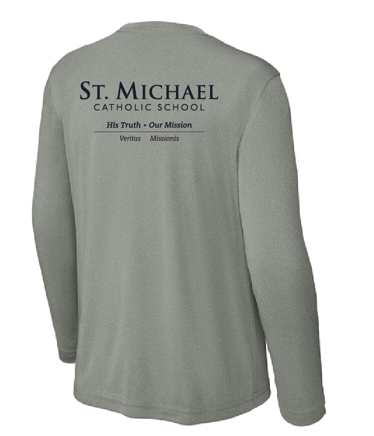 St. Michael Catholic School - Grey Concrete Heather Long Sleeve Dri-Fit Tee