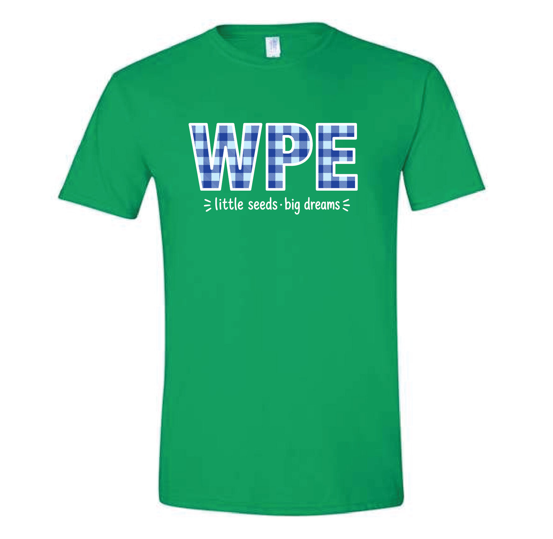 Woodland Pines Elementary- Blue Gingham Design Tee