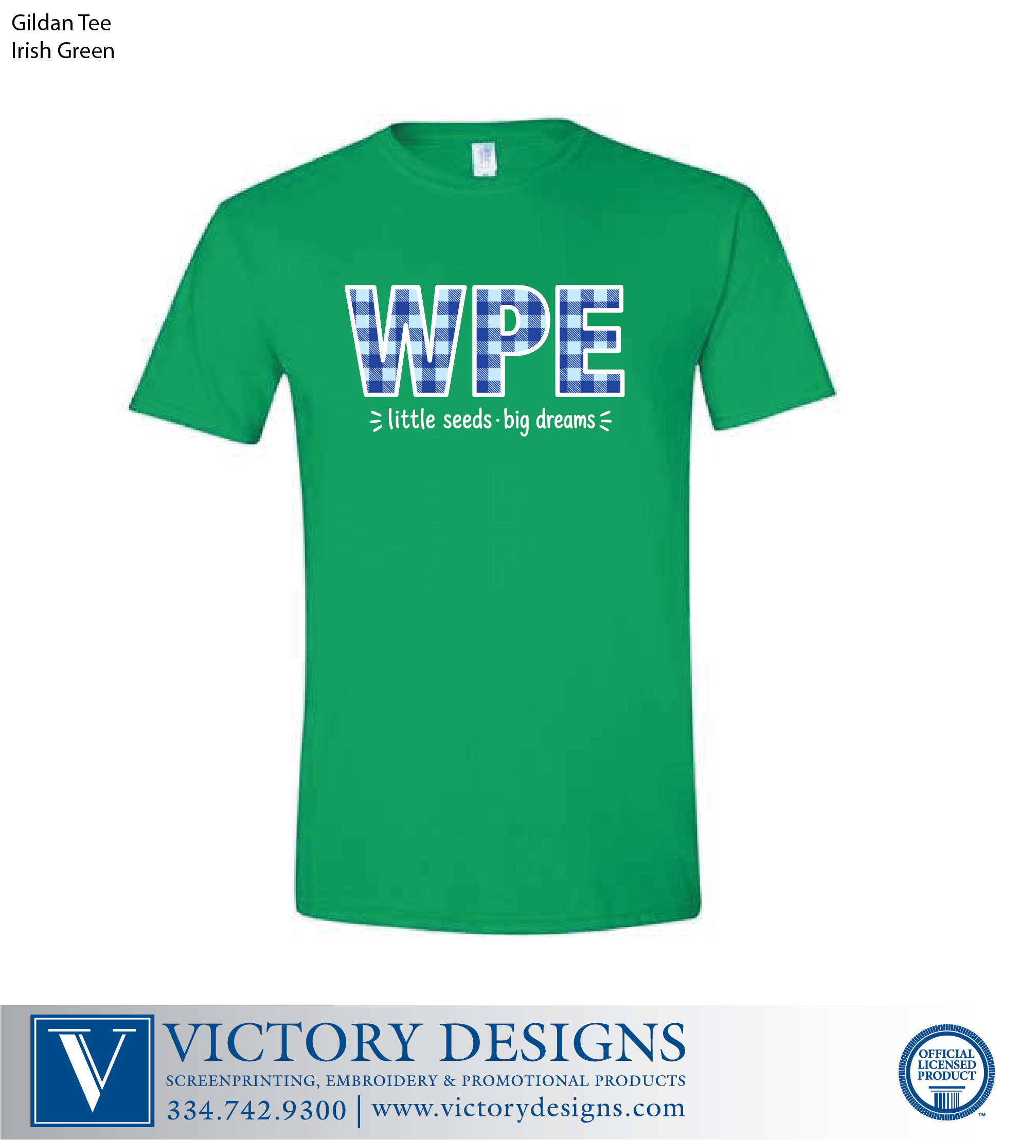 Woodland Pines Elementary- Blue Gingham Design Tee - Image 2