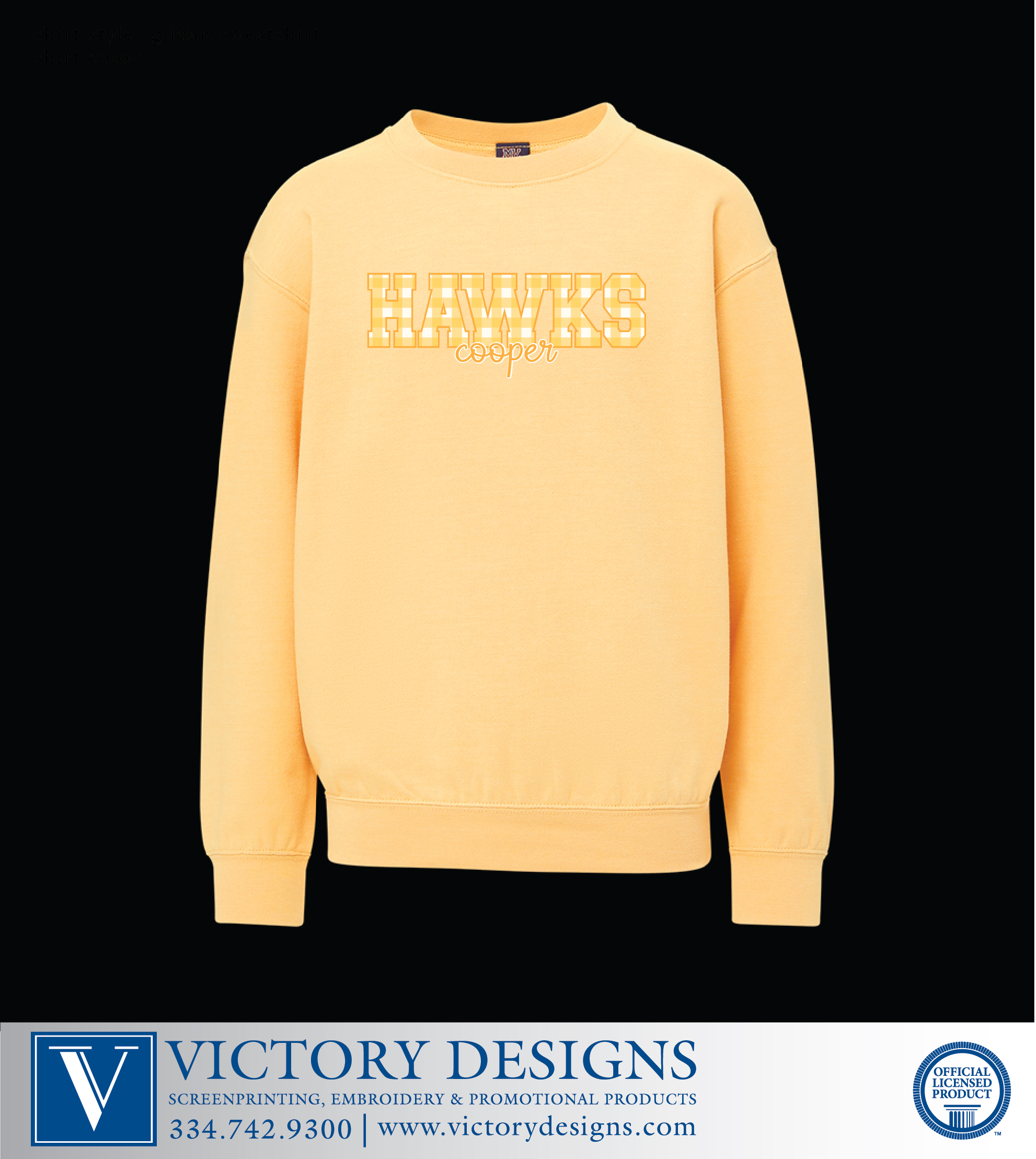 Creekside- Gingham HAWKS Crewneck Sweatshirt (5 Color Options) - Image 6
