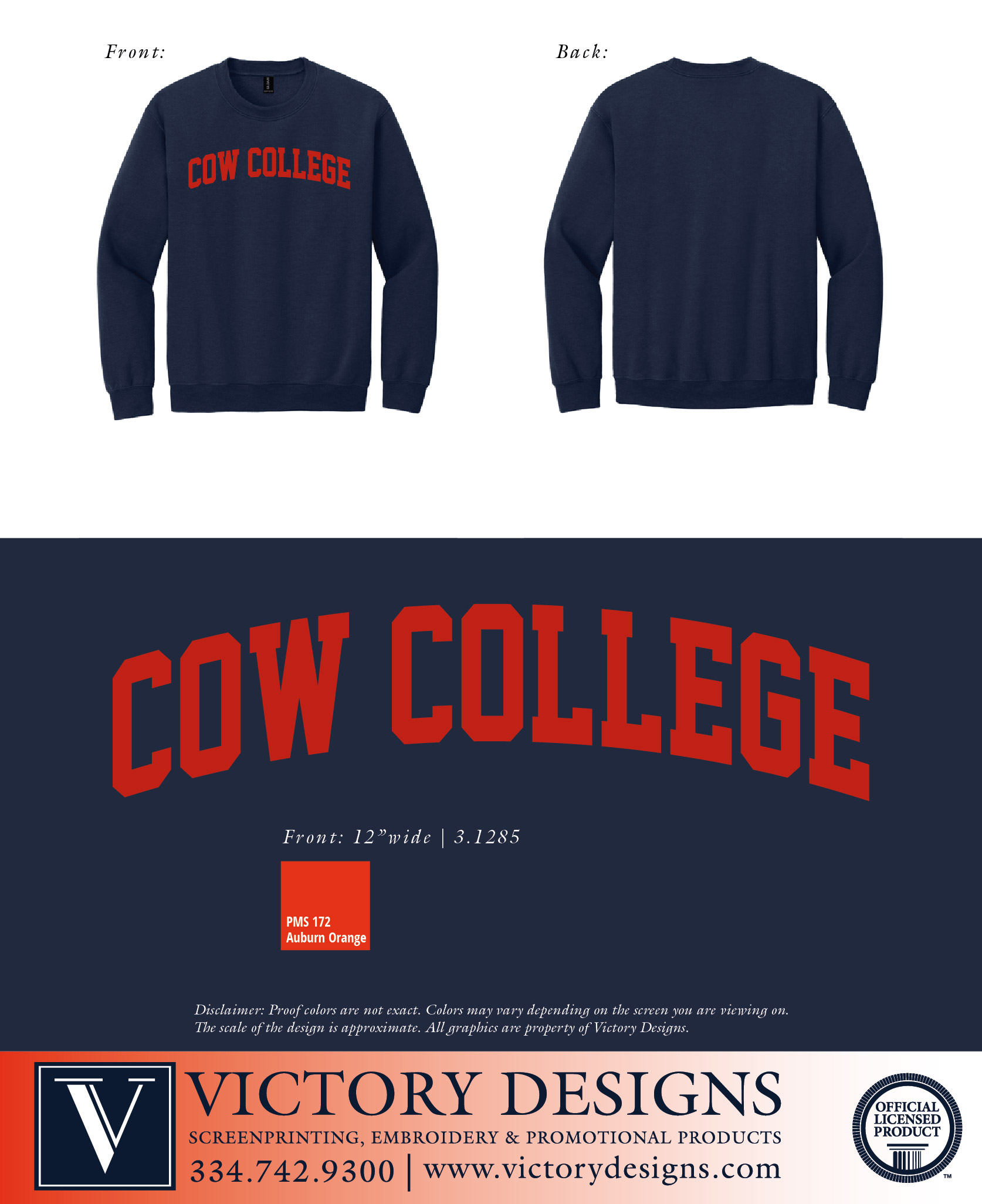 AU Collegiate Cattlemen - Cow College Crewneck Sweatshirt - Image 2