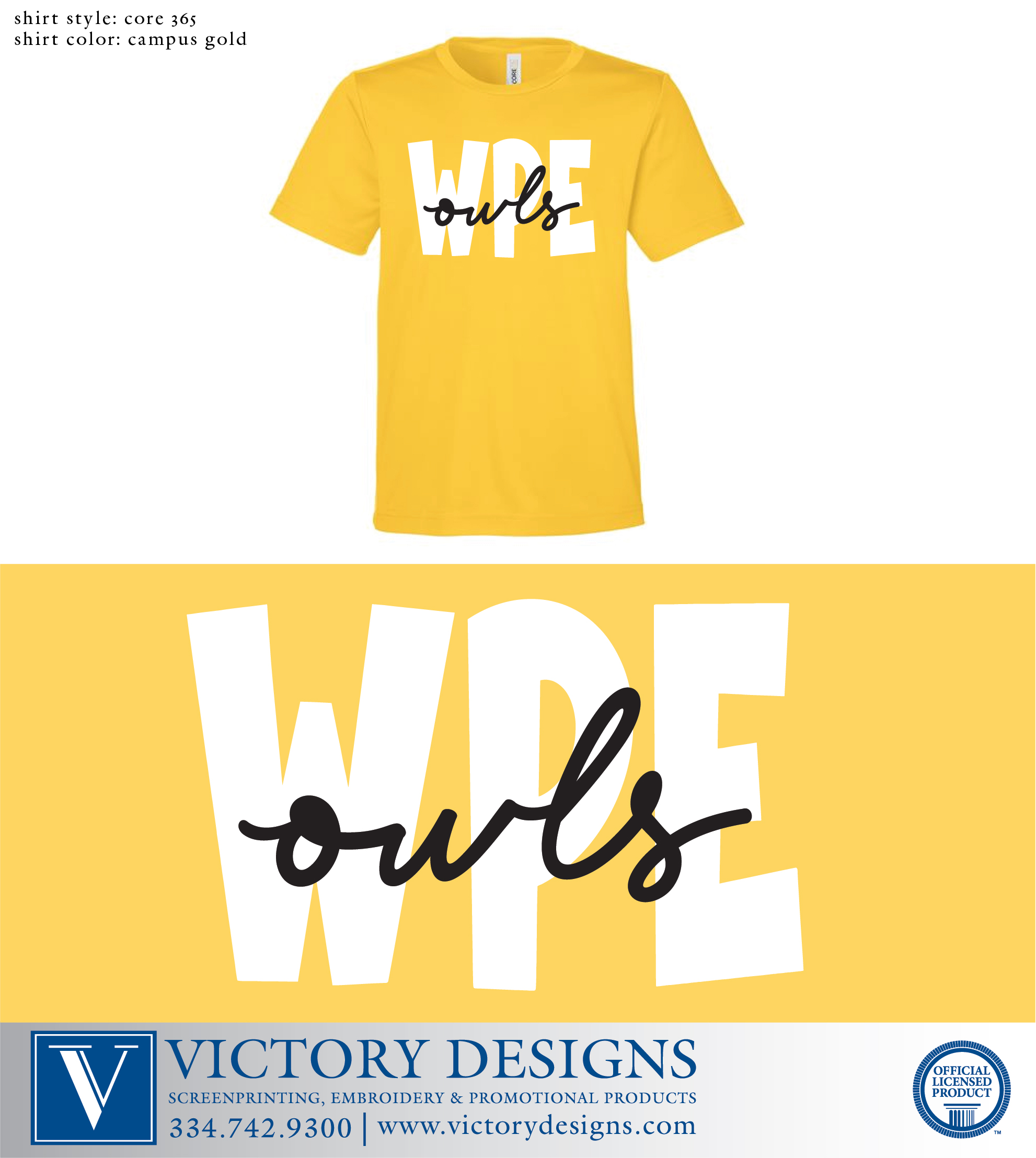 Woodland Pines Elementary- Yellow Owls Dri-Fit Tee - Image 2