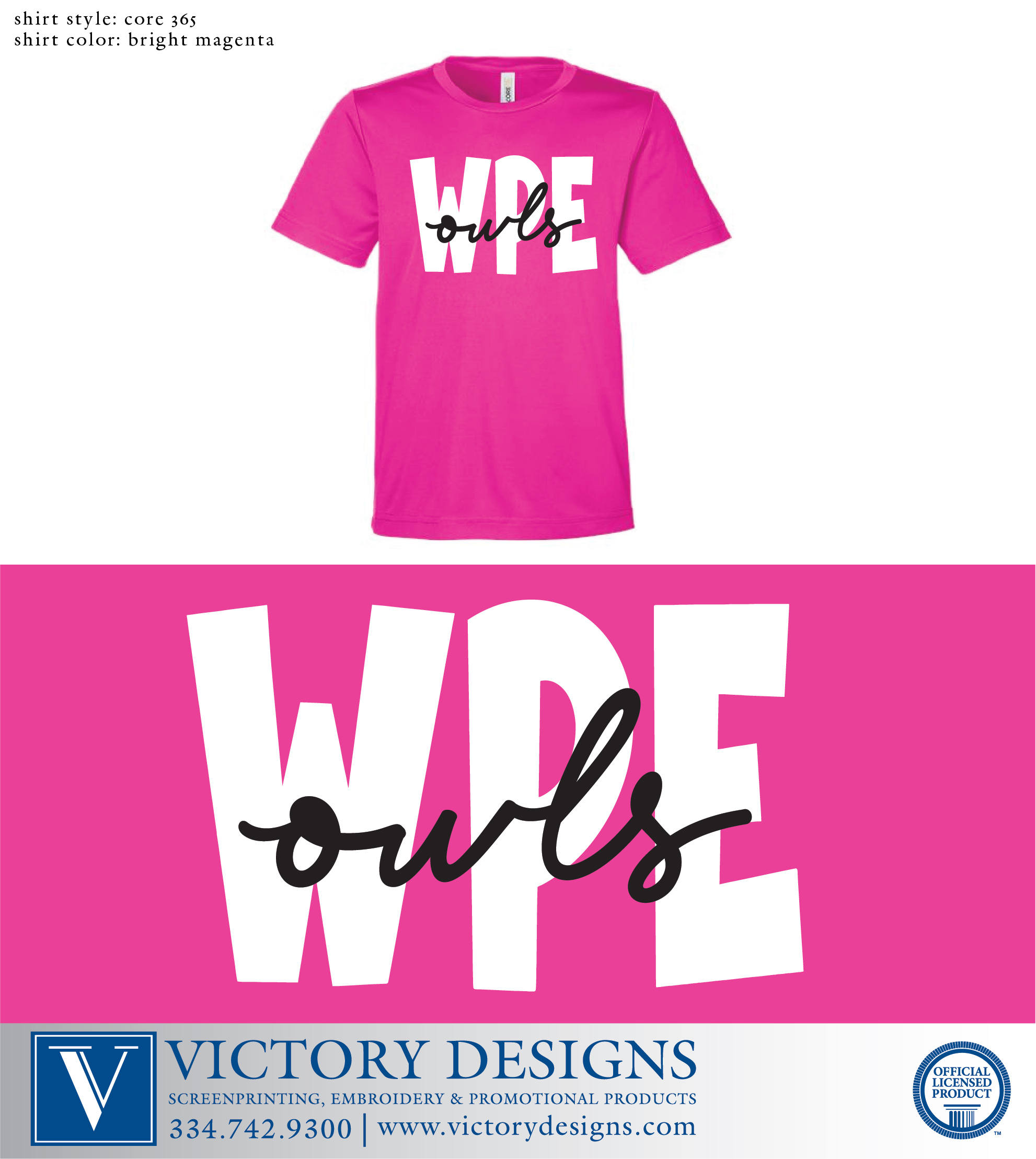 Woodland Pines Elementary- Pink Owls Dri-Fit Tee - Image 2