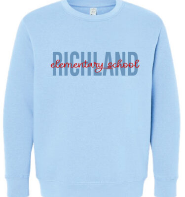 Richland Elementary - Light Blue Script Crewneck Sweatshirt